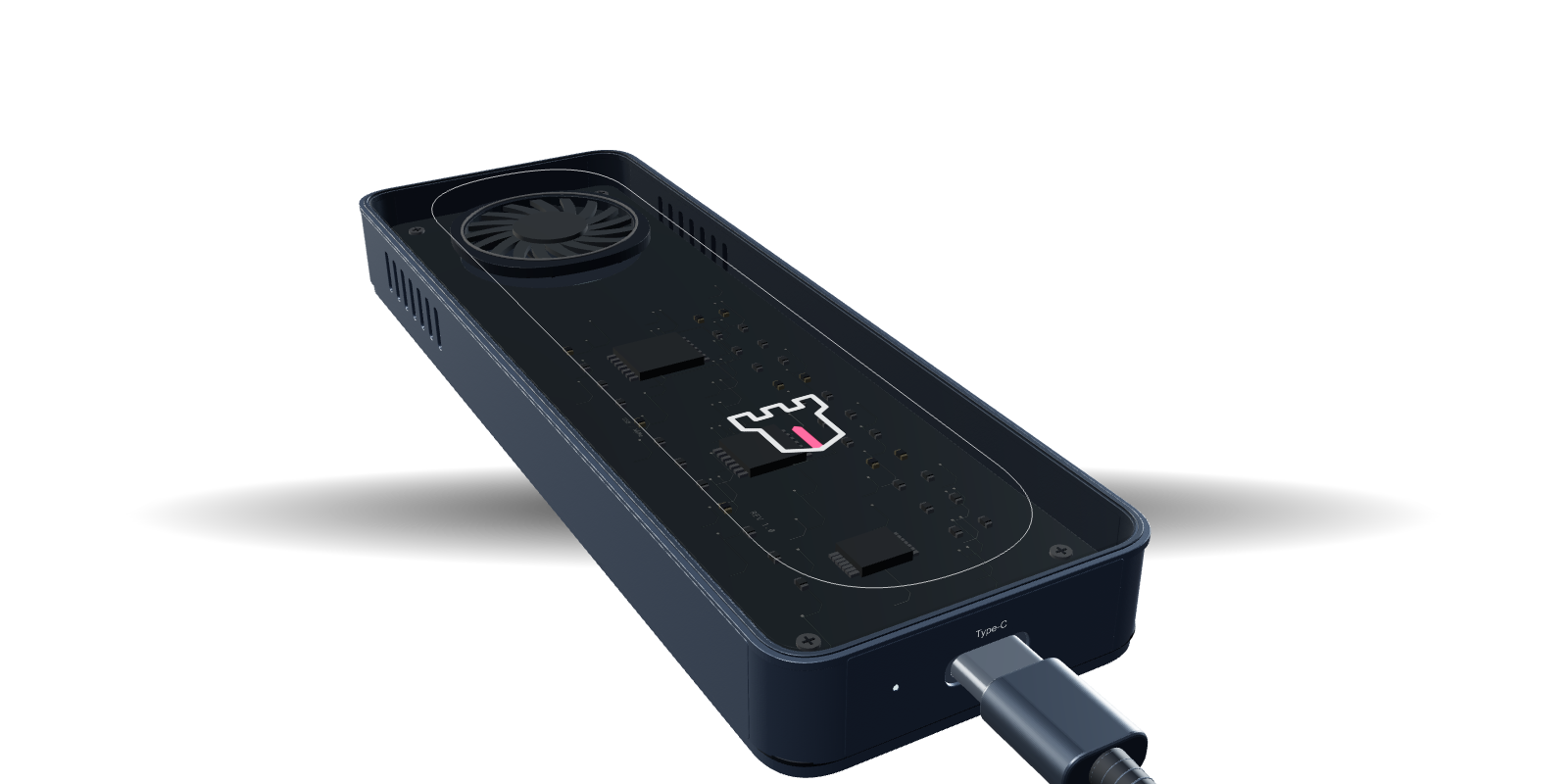 The Keep from its USB-C end, cable plugged in