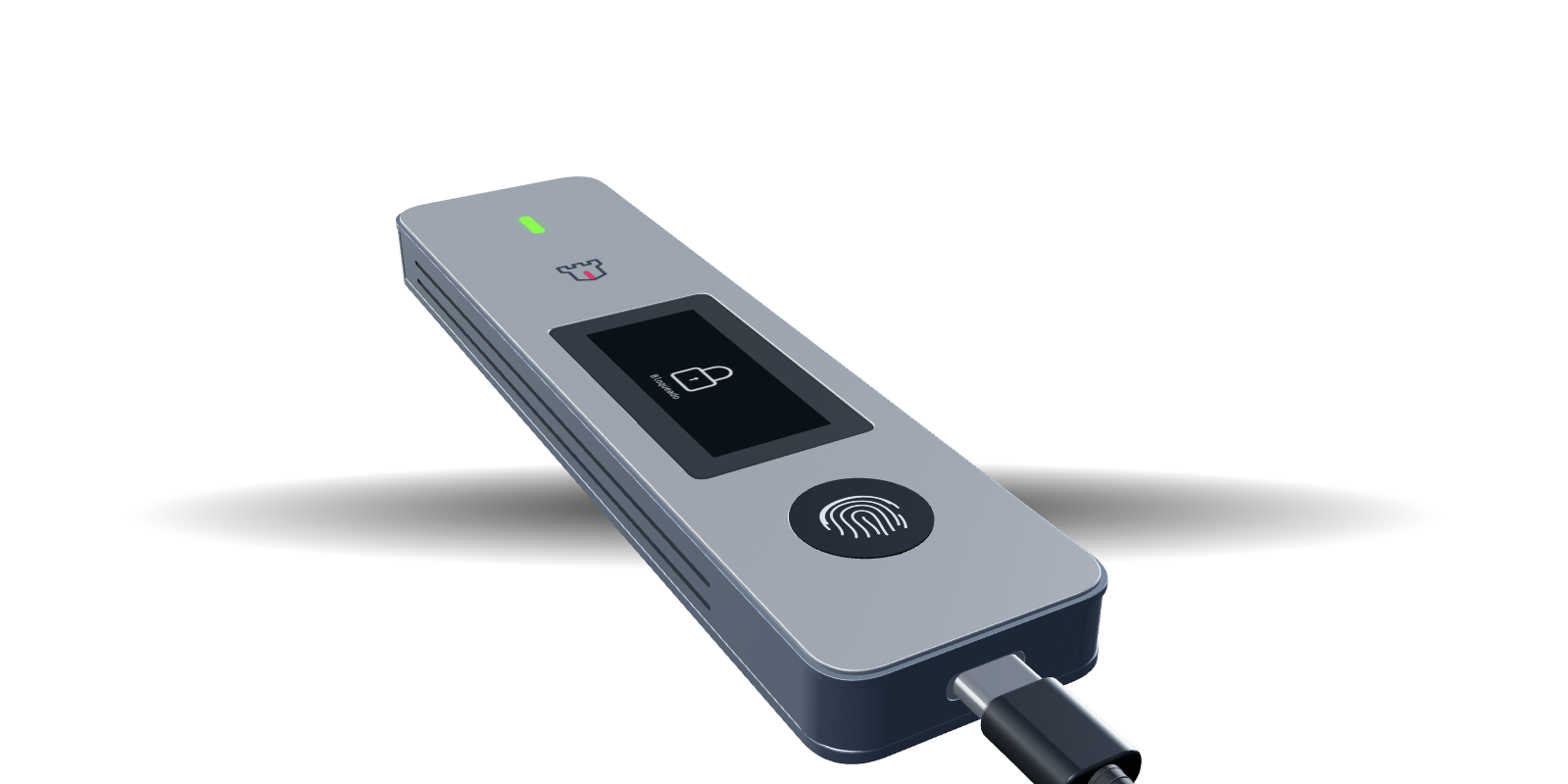 The Keep from its USB-C end, cable plugged in